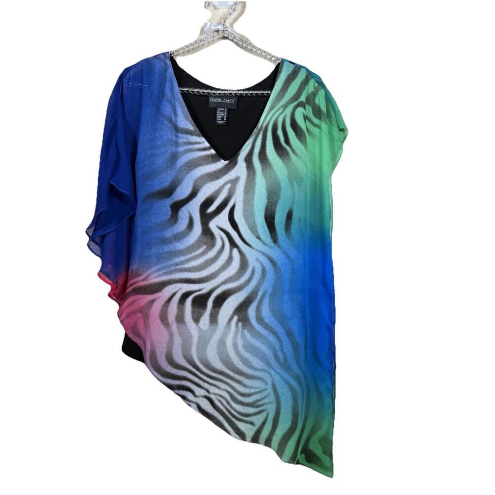 Frank Lyman Womens Multicolored Size 10 Sleeveless Tunic Blouse Flowy Abstract